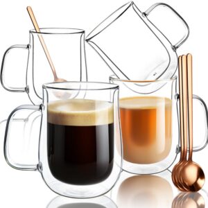 **Kompatible Double Wall Glass Coffee Mugs 16 OZ für Cappuccino, Latte und Tee mit Isolierung und 4pcs Set** | **Borosi
