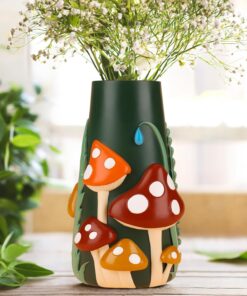 Bunte Regenbogen Pilz Vase 20 cm – Funky Ästhetische Deko für Wohnzimmer & Esstisch