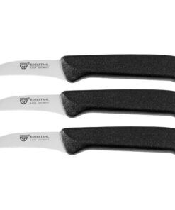 GRÄWE Obstmesser Set, super scharf geschliffen, ideal für kleine Küchen, Schälmesser, Edelstahl, Schwarz, 3er Set, Gemüs
