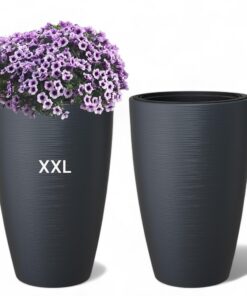 MELTOM Anthrazit XXL Blumenkübel für öffentliche Parks und Gartencafés mit Herausnehmbarem Einsatz