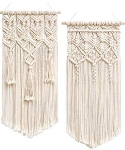 Mkouo 2Pcs Makramee Gewebte Wandbehang Boho Chic - Schön für Ihre Wohnung und Dorm Room, Geometrische Kunstdekoration, K