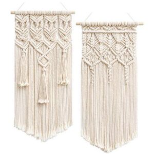 Mkouo 2Pcs Makramee Gewebte Wandbehang Boho Chic - Schön für Ihre Wohnung und Dorm Room, Geometrische Kunstdekoration, K