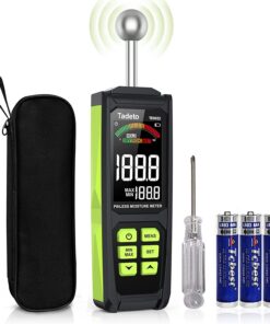 Tadeto Feuchtemessgerät für Wände, Holz, Mauerwerk, Beton, Gips, Baustoffe mit Farb-LCD Alarmfunktion und Hold-Funktion