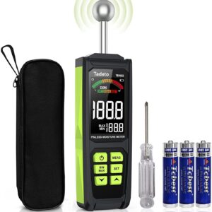 Tadeto Feuchtemessgerät für Wände, Holz, Mauerwerk, Beton, Gips, Baustoffe mit Farb-LCD Alarmfunktion und Hold-Funktion