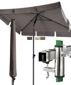 4smile Sonnenschirm Set für Balkon UV50+ Schutz, 200x125cm SunnyShade Plus, Taupe Global Recycled Standard 4smile Sonne