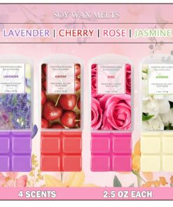 SCENTORINI Duftwachs Wax Melts, Jasmin-Lavendel-Kirsche-Rose Duft, Geschenk Set für Hochzeiten, Geburtstage, Valentinsta
