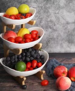 SEVEN SPARTA 3-stöckige Keramik Obst Etagere für Küche Obstaufbewahrung
