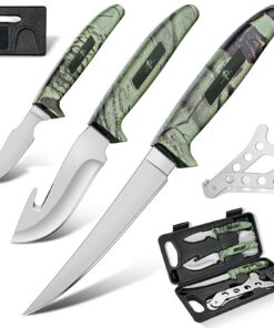 Purple Dragon Jagd Messer Set - Scharfes Edelstahl-Aufbrech-, Abzieh- und Ausbeinmesser für Outdoor Aktivitäten - Gesche