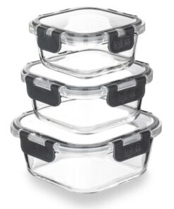 Igluu Meal Prep Glas-Frischhaltedosen – 3er-Pack, 320, 520 & 800 ml, mikrowellen- & ofengeeignet, BPA-frei, spülmaschine