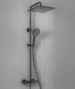 Auralum Schwarz Regendusche 30x30 CM Thermostat Armatur 5 Strahlarten