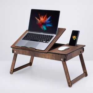 Vigo Wood Laptoptisch für Bett und Arbeiten | Vigo Verstellbarer Laptop-Ständer aus Holz | Vigo Ergonomisches Holzlapto