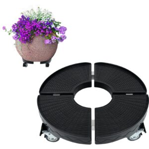FIVMEN Pflanzenroller, tragfähig 300 kg, outdoor, mit 360° drehbaren Rädern, Blumenroller, rund 39-52cm, Schwarz