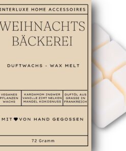 Interluxe Weihnachtsbäckerei Duftnote Waxmelt Plätzchen angenehm duftend 100% pflanzlich Duftrichtung