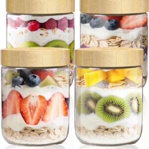 4 Stück Overnight Oats Gläser 500ml - Einmachgläser mit Schraubdeckel für Hausgemachte Marmelade - Babynahrung-Fassung M