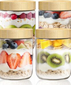 4 Stück Overnight Oats Gläser 500ml - Einmachgläser mit Schraubdeckel für Hausgemachte Marmelade - Babynahrung-Fassung M