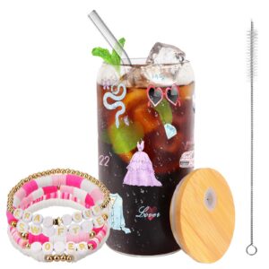 Glas für Freundschaft zum Geburtstag - Wallsid Glas mit Deckel & Strohhalm, Armband & bunte Muster - Musikliebhaber Ges