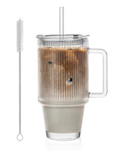 KEMORELA Glassbecher 24 Oz Iced Coffee Set Carbonfree Certified
