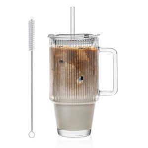 KEMORELA Glassbecher 24 Oz Iced Coffee Set Carbonfree Certified