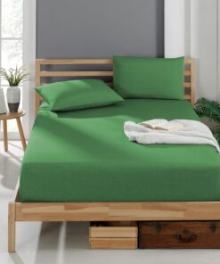 Premium Spannbettlaken 200x200 cm – Grün - 100% Baumwolle, Oeko-TEX Zertifiziert, Bettlaken Jersey, Matratzenhöhe bis 30