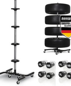 bonsport Felgenbaum XL fahrbar mit Rollen – für Autoreifen bis 295 mm, belastbar bis 150 kg, inkl. 8 Reifen-Markierer