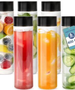 HEFTMAN Kunststoff-Saftflaschen 400 ml 6er Set Haustiersicher für Reisen