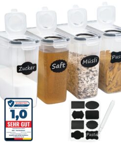 Soz® 4er Mehl-Schütt-Dose 2,5L Vorratsdose - luftdicht, BPA-frei, stapelbar, geruchsneutral, mottensicher