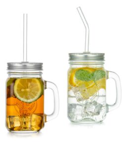Vintage Glas Trinkgläser 500ml 2er Set fürSmoothie und Joghurt Party-Wiederverwendung