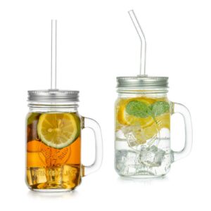 Vintage Glas Trinkgläser 500ml 2er Set fürSmoothie und Joghurt Party-Wiederverwendung