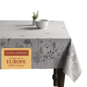 Maison d'Hermine Graue Tischdecke, 100% Baumwolle, 54 x 72 cm, OEKO-TEX STANDARD 100