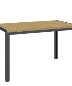 Outsunny Rechteckiger Gartentisch für 4 Personen mit Metall- und PE-Geflecht-Bezug Harzplatte Rattan-Effekt - Beige - 12