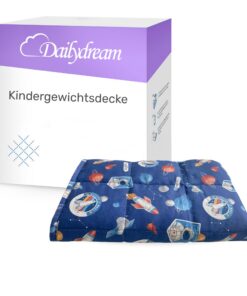 Dailydream Kinder Gewichtsdecke | 104x150 cm | 3,2 kg | Motiv Space | aus 100% Baumwolle | mit Glasperlenfüllung | für s