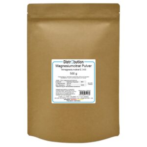 Magnesiumcitrat Pulver 500g - 100% Trimagnesiumcitrat, hohe Bioverfügbarkeit - ideal für Sportler und Fitnessenthusiaste