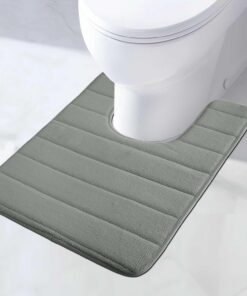 MI CASA Hellgrauer WC Vorleger mit Memory Foam, rutschfest, saugfähig, schnelltrocknend, 50x60cm