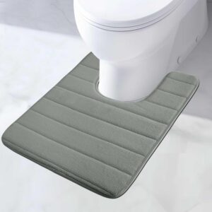 MI CASA Hellgrauer WC Vorleger mit Memory Foam, rutschfest, saugfähig, schnelltrocknend, 50x60cm