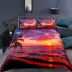 KLDBy Tropischer Sonnenuntergang Bettwäsche 200x220 Mikrofaser 3 Teilig Set