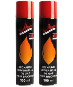 Belfam 100% Reinheit Butagas-Nachfüllflasche 300ml für Feuerzeuggas - flambierbrenner, 2x Kartuschen, 5 Adapter