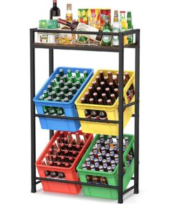 Metall Getränkekistenregal für 4 Getränkekisten, 300KG Tragfähigkeit | Ablagekiste Metall für Bier, Obst und Gemüse, 2