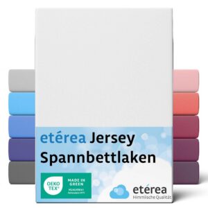 Etérea 100% Baumwoll Spannbettlaken Weiss 200x220cm - Oekotex Made in Green - Spannbettbezuchtuch Funktionen - Bettlaken