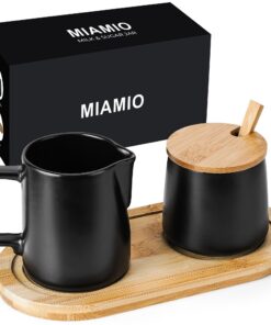 MIAMIO Milch und Zucker Set Schwarz für Hausbesitzer | Keramik Milchkännchen Schwarz für Familien | MIAMIO Mikrowellen-