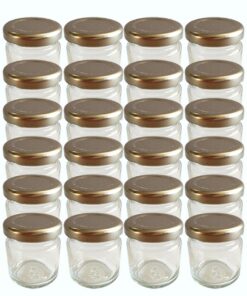 hocz 100er Set Mini Sturzgläser 53ml Silberdeckel inkl. 100 Etiketten Honig Marmelade Gläser