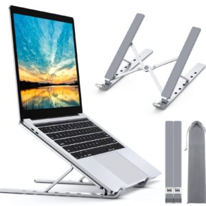 Babacom Laptop Ständer 5-Stufen Verstellbar Silber Laptop Höhenanpassung Tragbar Belüftet MacBook Pro Air Kompatibel 10-
