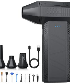 SALCAR Tragbares elektrisches Staubgebläse – stufenlose Regelung & Turbotaste – starke Druckluft für PC, Auto & Innen- &