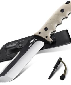 SMITH CHU Outdoor Messer D2 Stahl Survival Knife mit Scheide | Hochwertige Feststehende Klinge für Hermene Bushcraft Ges