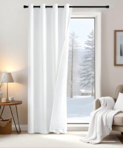EMEMA Kälteschutz Thermovorhang Weißstück Verdunklung Winter Thermogardine Doppellagig 225x132cmstück