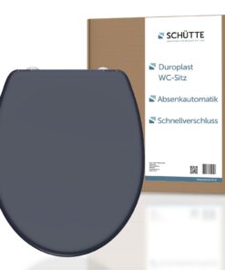 Schütte WC-Sitz Anthrazit mit Absenkautomatik für Familien aus Duroplast, abnehmbarer Toilettendeckel, 175kg Belastbarke