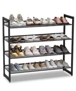 Dripex Schuhregal Metall Schwarz Für 20 Paare 4 Ebenen Schuhständer Schuhaufbewahrung Flur Schlafzimmer