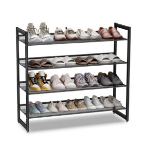 Dripex Schuhregal Metall Schwarz Für 20 Paare 4 Ebenen Schuhständer Schuhaufbewahrung Flur Schlafzimmer