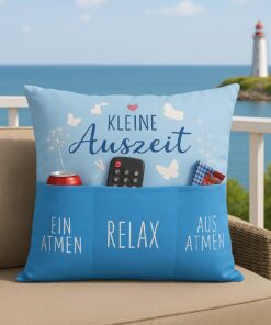 KAMACA Blaues Auszeit-Kissen 40x40 cm mit Flauschiger Füllung für Wohnzimmer Wellness-Gebrauch Maritim gemütlich und pra