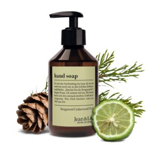 Jean & Len Handseife Bergamot & Cedarwood, reinigt und ervölkernt trockene Hände, für tägliche Anwendung, Flüssigseife i