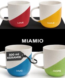 MIAMIO Kaffeetassen Set für Mama und Papa mit Mikrowellen- und Spülmaschinenfester Design B/Spezialgeschenk für Frauen,